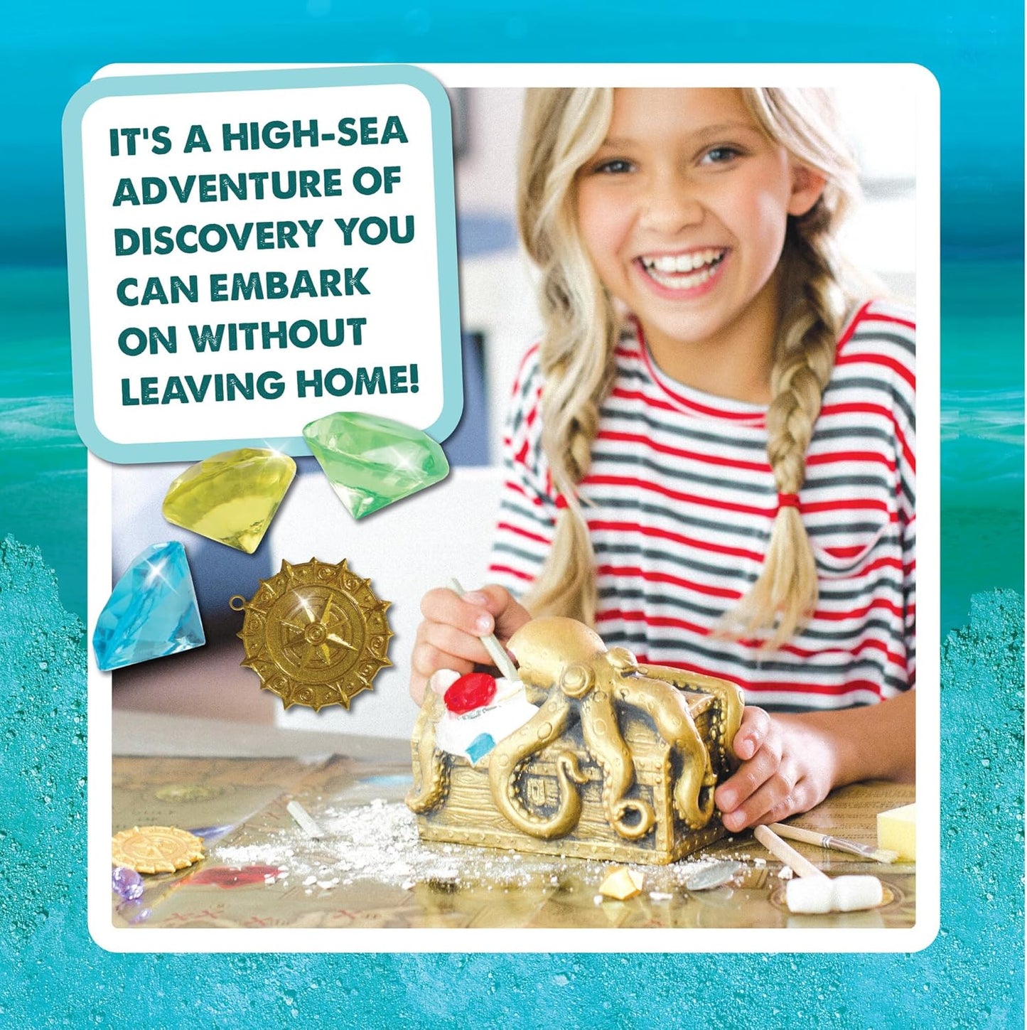MindWare Dig It Up Discoveries Pirate Mystery Treasure Chest: Giant Discovery Project for Kids – Dig Up 13 Treasures – Includes a Bonus Dig, 2 Chisels and 1 Poster Filled with Pirate Facts and Lore