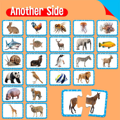 48 Food Matching Puzzles with Error-Correction Mechanism Pre-Primer in 2 Pieces, Perfect for Preschool Learning (24 Blocks Double Sided)