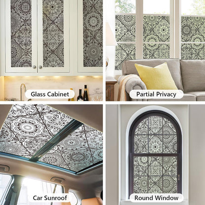 DKTIE Wooden Blinds Pattern Decorative Window Privacy Film, Sun Blocking Heat Control, Static Cling No Glue, with Installation Tools, Stained Glass Window Film (S531, 17.7" x 78.7")