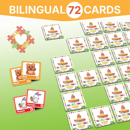 72 (36 Pairs) Bible Trivia Memory Matching Game with Poster and Online Trivia Language Learning Games for ESL and Language Immersion