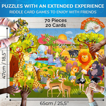 United States Puzzles for Kids Ages 4-6 - 70 Pcs USA Map Kids Puzzle with 50 Cards 400+ USA Facts - State & Capitals Floor Jigsaw Puzzles for Children 6-8 - Educational Toys Gift for Boys Girls