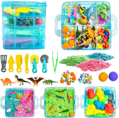 Dino & Ocean Sensory Bin, Dino & Ocean Sensory Toys with Play Sand for Toddlers Boys and Girls,Kids Toys Gift Sand Box for Age 3 4 5 6 7 8