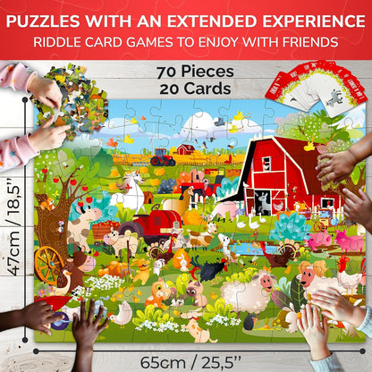 United States Puzzles for Kids Ages 4-6 - 70 Pcs USA Map Kids Puzzle with 50 Cards 400+ USA Facts - State & Capitals Floor Jigsaw Puzzles for Children 6-8 - Educational Toys Gift for Boys Girls