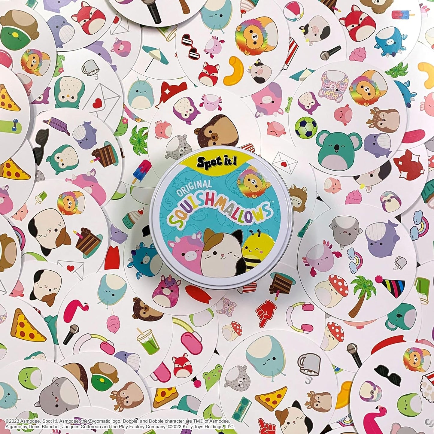 Spot It! Squishmallows | Fun Card Game for Kids and Adults | Featuring Mila The Elephant or Cailey The Pink Crab and More | Licensed Squishmallows Game