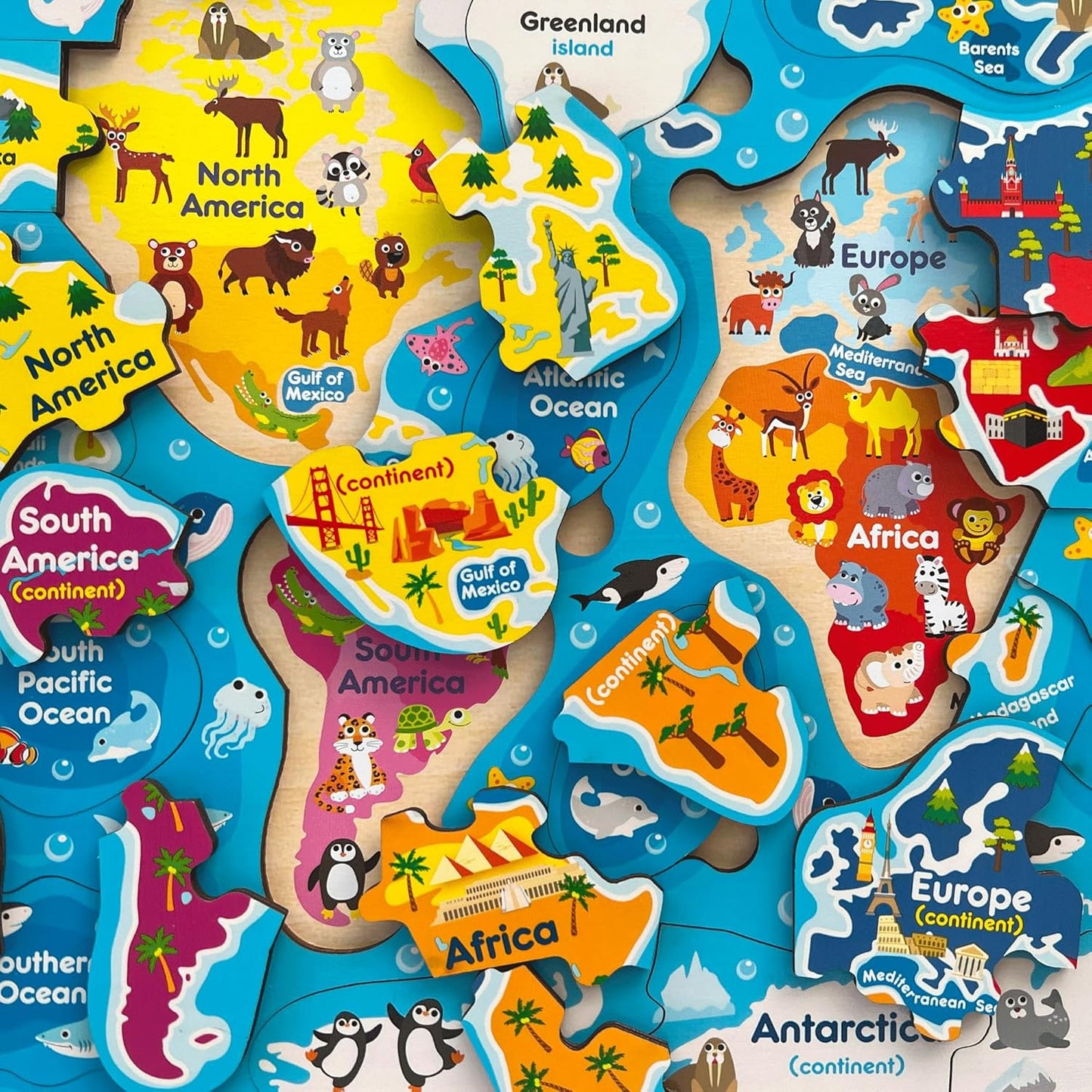QUOKKA Puzzles for Kids Ages 4-6 - Realistic USA Map Wooden Puzzles for Toddlers 3-5 - Montessori Wood Educational Toys for 2-4 Years Old - United States Geography Learning Games for Kids 6-8