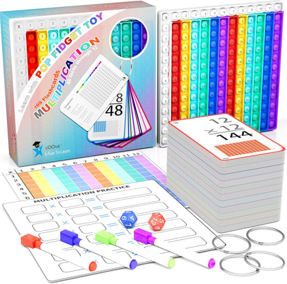 COOVA Math Games for Kids - Math Flash Cards - Interactive Practice Kit Pop It Practice with Addition, Subtraction, Multiplication & Division - Ideal for Learning and Skill Building.