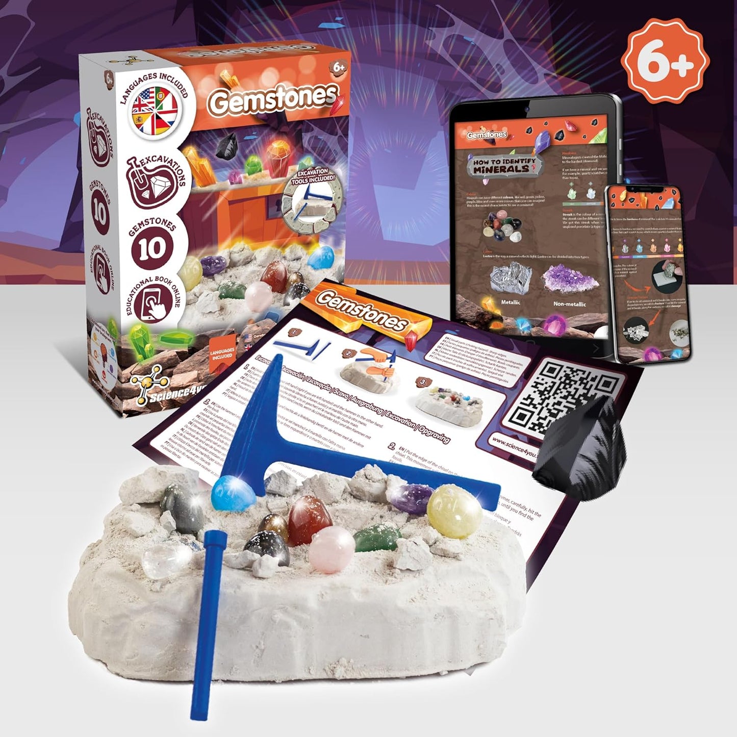 Science4you Fossil Digging Kit for Kids – Archeology, Excavation and Paleotology Kits for Kids, Fossil Dig, Stem Toy and Gift for Boys and Girls Age 6 7 8-12+