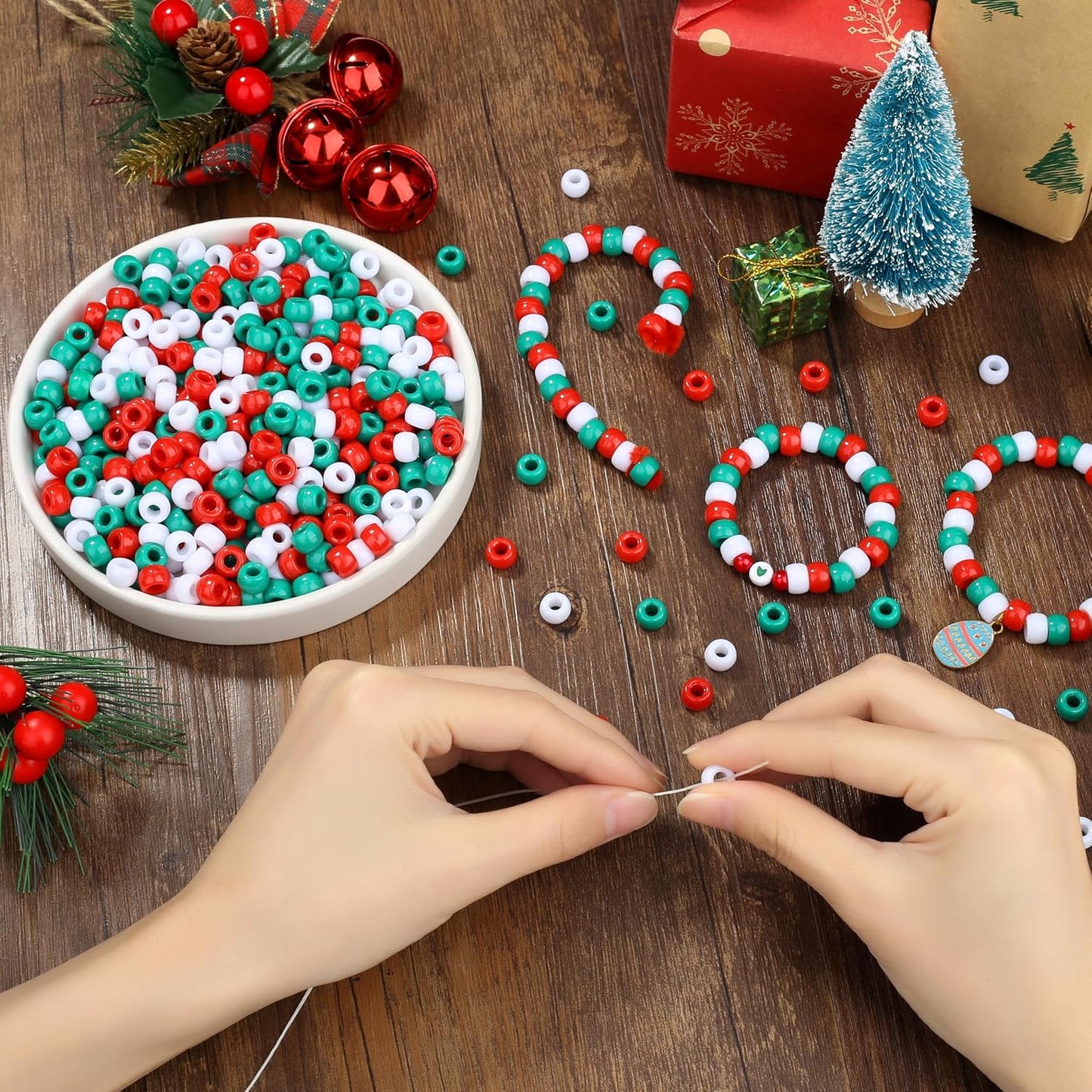 Red Pony Beads 1000Pcs 9mm Pony Beads Bulk Red Perler Beads for Friendship Bracelets Kandi Beads Hair Beads for Braids Beads for Crafts