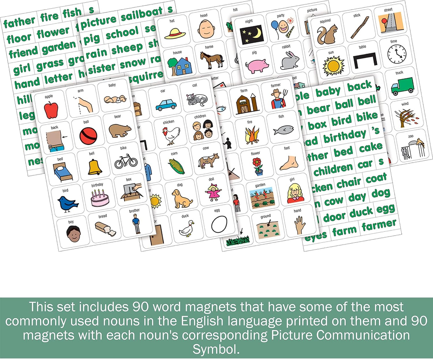 BARKER CREEK Learning Magnets, for Children, Picture Communication Symbol Magnets - High-Frequency Verbs & Companion Word Magnets (3000)