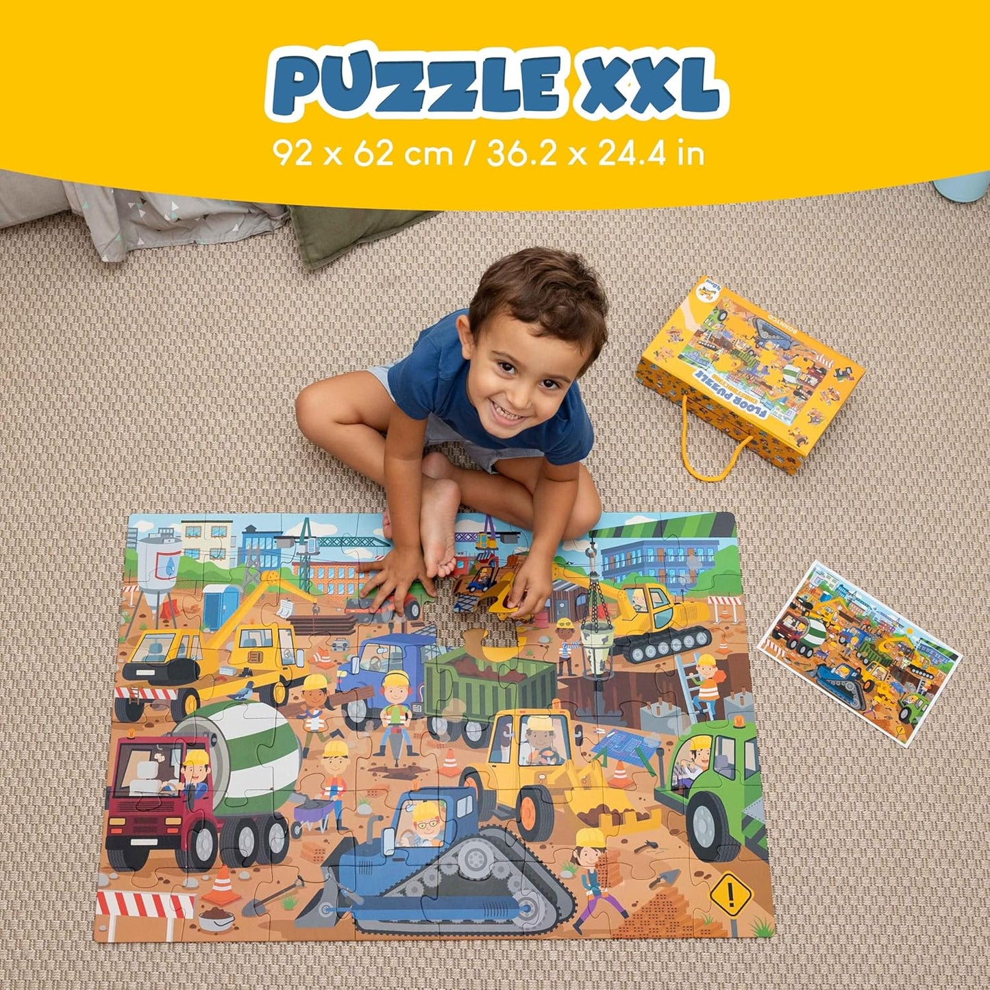 BONNYCO Giant Floor Puzzles for Kids of Jungle Animals with 48 Large Pieces. Safari Jumbo Puzzle 36.2 x 24.4 in, Gifts for Boys and Girls, Educational Kids Toys Ages 2-8