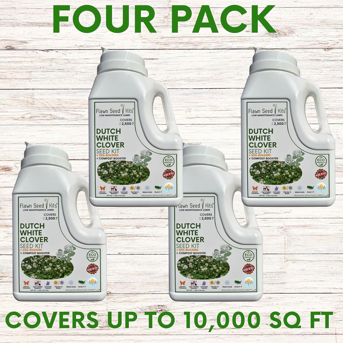 Lawn Seed Kits Dutch White Clover Seed Kit, Easy Spread Shakers, Low Maintenance Lawn, Alternative Ground Cover, Covers up to 250 Sqft