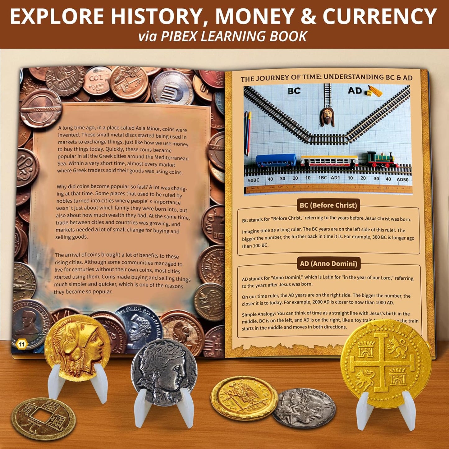 PIBEX Pirate Treasure Coins Dig Kit – Dig & Collect 16+ Ancient Metal Coin Replicas, Fool’s Gold & Pirate Charms – STEM Archaeology & Necklace Making Kit, Coin Collecting Gift Toy for Kids Ages 6+