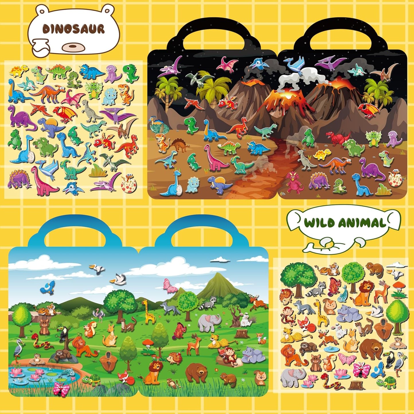 Kalysky 12 Set Reusable Sticker Books for Toddlers 2-4 1-3, Kids 3D Puffy Sticker Activity Books, Birthday Party Favors Goodie Bags Stuffer