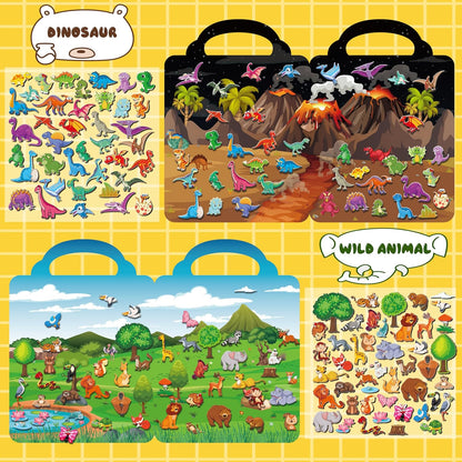 Kalysky 12 Set Reusable Sticker Books for Toddlers 2-4 1-3, Kids 3D Puffy Sticker Activity Books, Birthday Party Favors Goodie Bags Stuffer