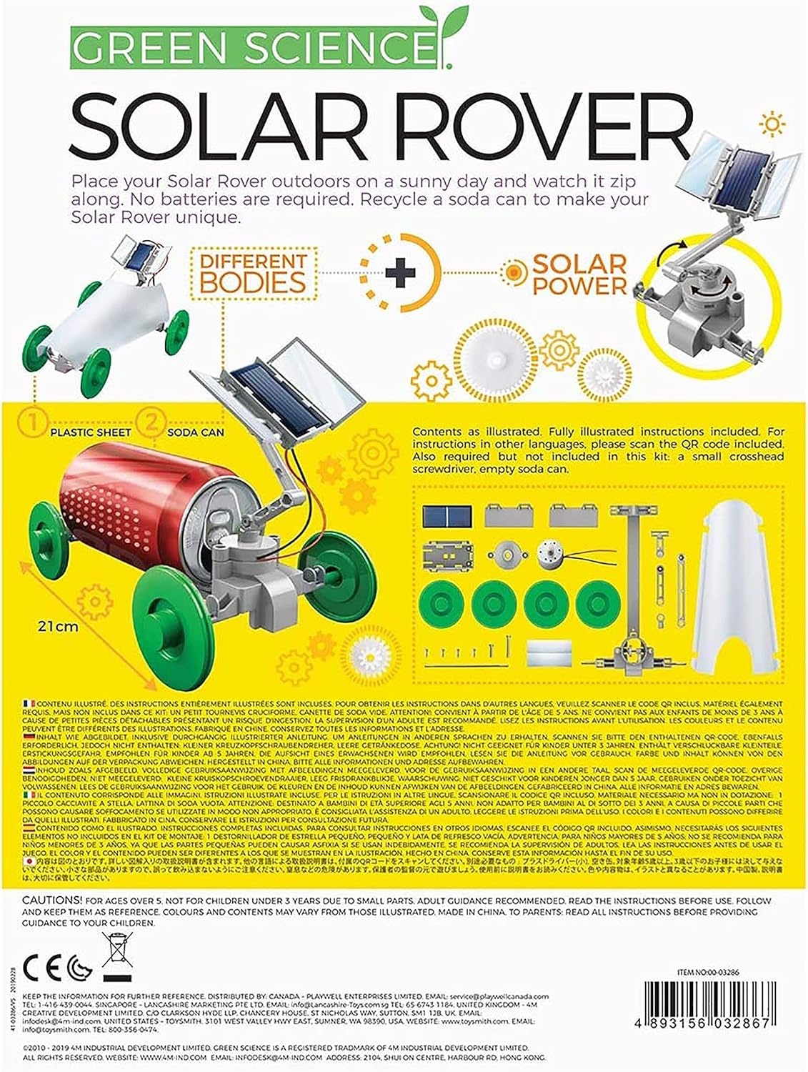4M Green Science Solar Rover, DIY STEAM Powered Kids Science Kit, Boys & Girls Ages 5+