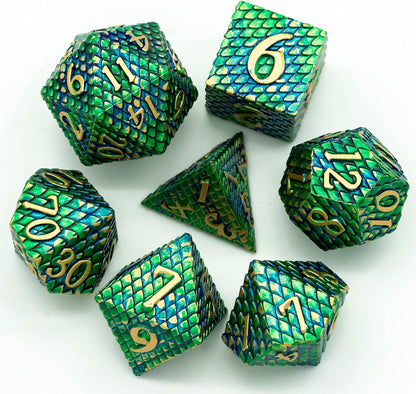 UDIXI Steampunk Metal Dice Set, 7 Die Polyhedral DND Dice Set for D&D Role Playing Game and Math Teaching (Ancient Copper)