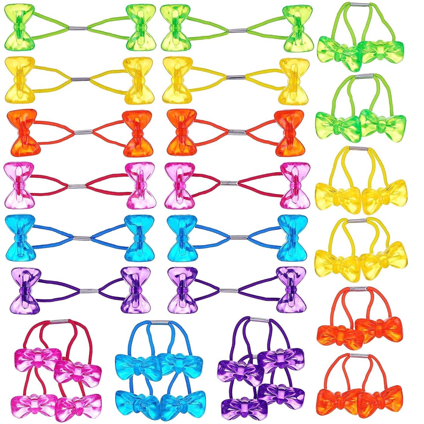 20pc Ponytailers Balls Elastics 18mm Round Opaque Multicolored Twin Beads Bauble Holders Toddler Kids Braiding Styling