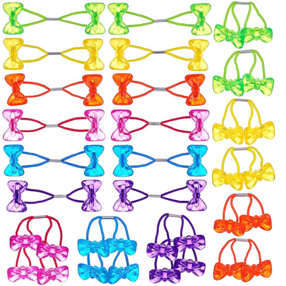 20pc Ponytailers Balls Elastics 18mm Round Opaque Multicolored Twin Beads Bauble Holders Toddler Kids Braiding Styling