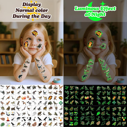 96PCS Dinosaur 3D Pre-Cut Temporary Tattoos - Stickers for Birthday Party Supplies, Decorations, and Favors - Super Cute Gifts for Kids, Boys & Girls, Classroom Prizes, and Themed (Normal)