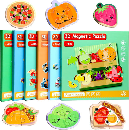 Magnetic Puzzles for Kids Ages 1-3, Travel Toddler Puzzles Ages 2-4 Year, Excavator Refrigerator Magnet for Kids Learning Gift for Road Trip