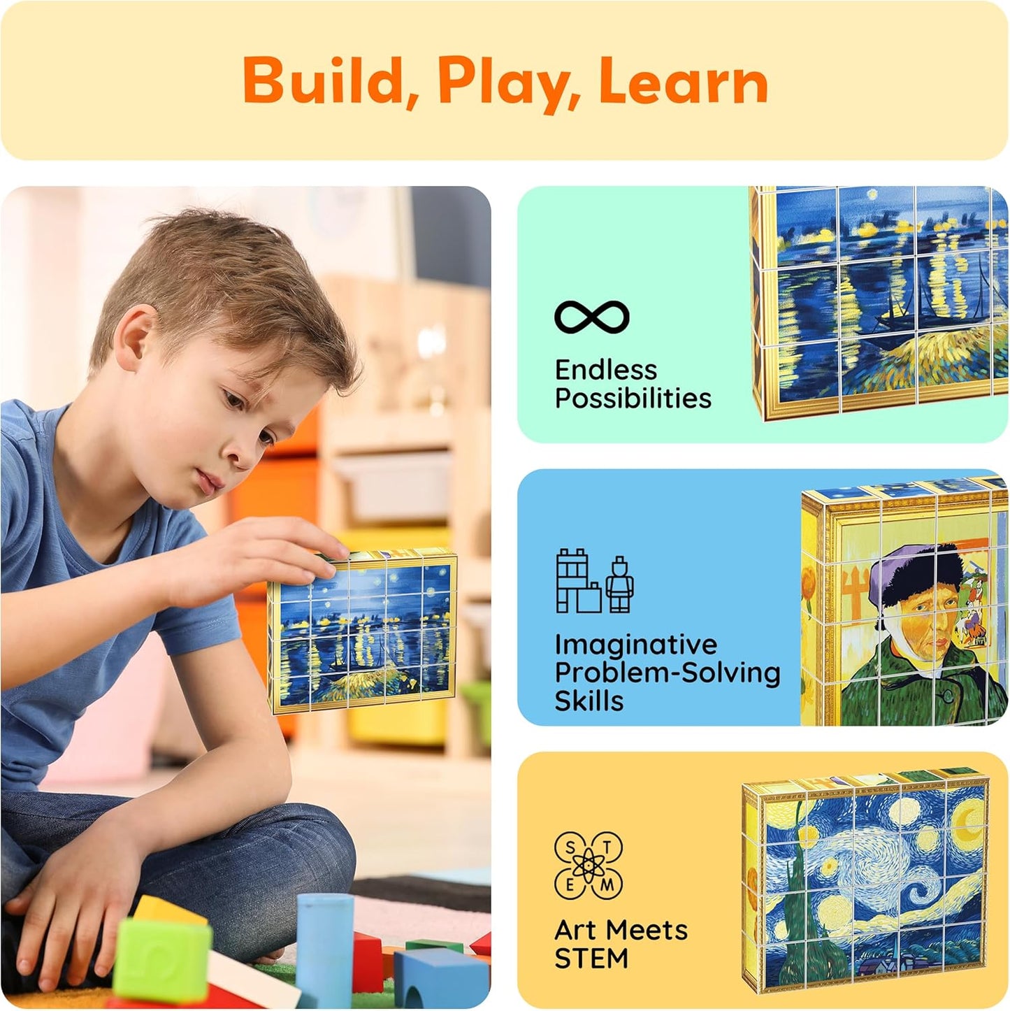 PicassoTiles Magnetic Cube Puzzle 7-in-1 Dinosaur Theme Pattern Magnet Mix Match Building Cubes Toy Set Kids Ages 3 & Up Preschool Children Promote Problem Solving Skills PMC10