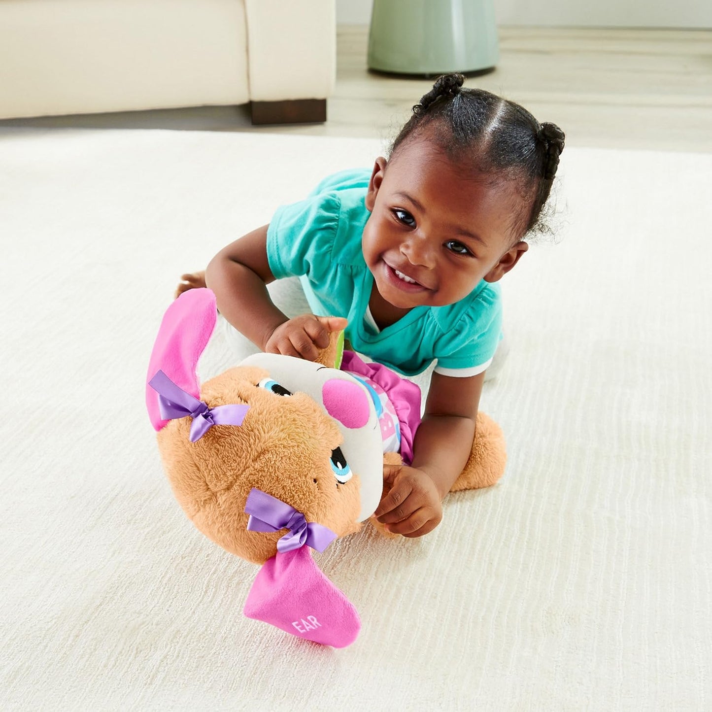 Fisher-Price Baby & Toddler Toy Laugh & Learn Smart Stages Sis Musical Plush with Lights & Phrases for Infants Ages 6+ Months