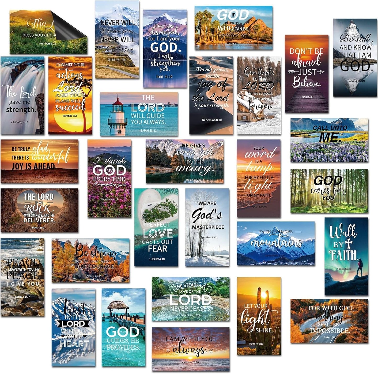 Blosssound 60 Pcs Inspirational Christian Magnets with Bible Verses Religious Refrigerator Magnet Motivational Quotes Fridge Scripture Positive Gifts for Home Office School Locker Decor(Scenery)