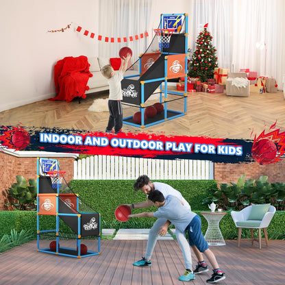 Toddler Basketball Hoop & Soccer Goal Baseball Play Activity Center,Toys for 1 2 3 Year Old Boys Girls,Montessori Sports Toys with Sound Music Christmas Birthday Gifts for Baby Kids 12 Months+