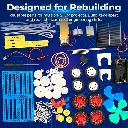 STEM Kits and STEM Toys for Kids Ages 8-14, Build 7 Models (One at a Time), Solar and Motor Science Kit, Engineering Building Kit, Solar Car Building Kit, Educational Gifts for Boys and Girls