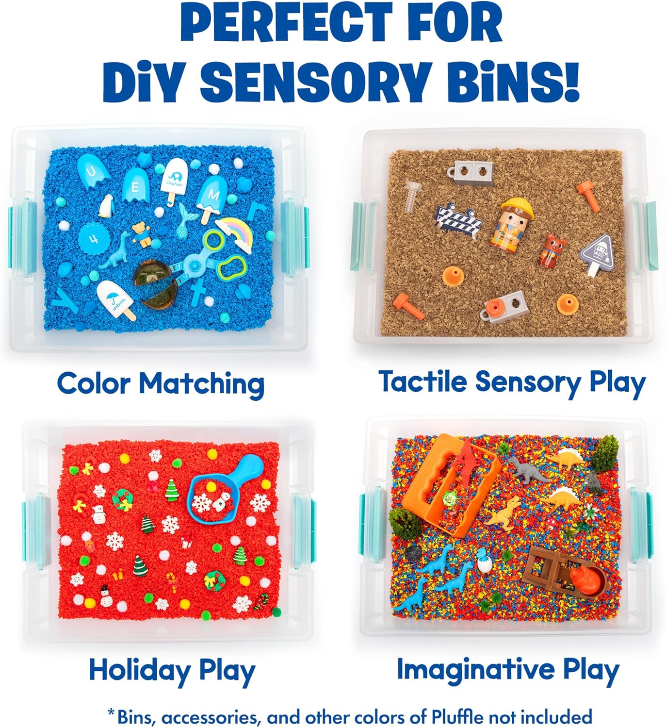 Educational Insights Pluffle(R) Sand 2-Pack - Sensory Bin Foam Set, No Mess Alternative to Sand Toys & Slime for Toddlers at Home or in the Classroom, Fun Sensory Table Filler, Gift for Kids Ages 3+