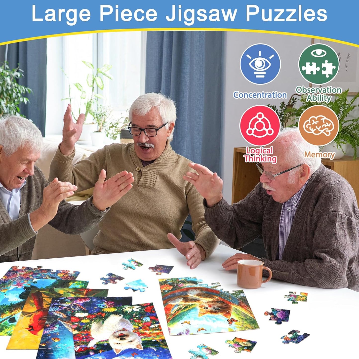 LELEMON 100 Pieces Jigsaw Puzzles in a Metal Box for Kids Age for 4-8 Boys Girls Toy Puzzles Construction Site Vehicles Children Learning Educational Puzzles Toys