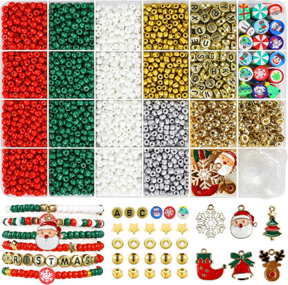 Redtwo 4mm Glass Seed Beads for Jewelry Bracelet Making Kit, Small Beads Friendship Bracelet Kit, Tiny Waist Beads with Letter Beads and Elastic String, DIY Art Craft Girls Gifts