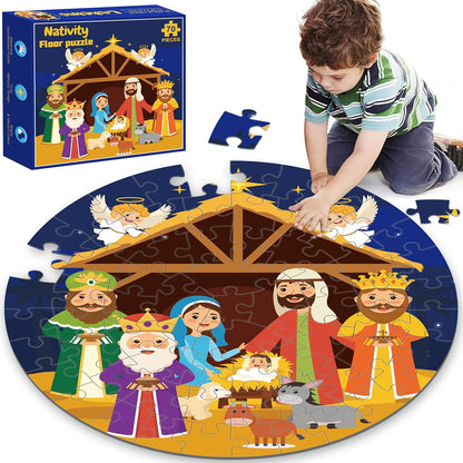 70pcs Easter Floor Puzzles for Kids Age 3-8, Easter Basket Stuffer Gifts for Kids Boy Girls Jumbo Bunny Puzzles Egg Hunt Party Favors
