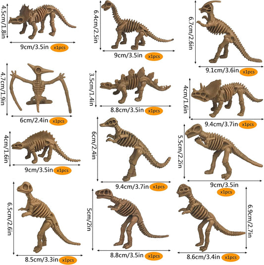36 PCS Dinosaur Fossil Skeletons Dinosaur Skeleton Toys Assorted Figures Dino Bones for Dino Sand Dig Science Play Party Favor Decorations