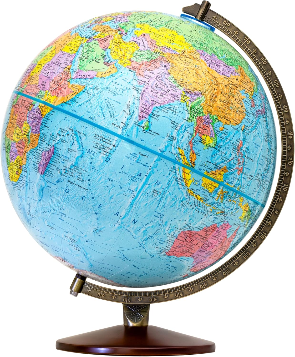 Replogle Illuminated World Globe with Stand, 12 Inch diamteter light up globe with 3-D Raised Relief Texture. Perfect for Children And Kid's Classroom and home Decor, Made In USA