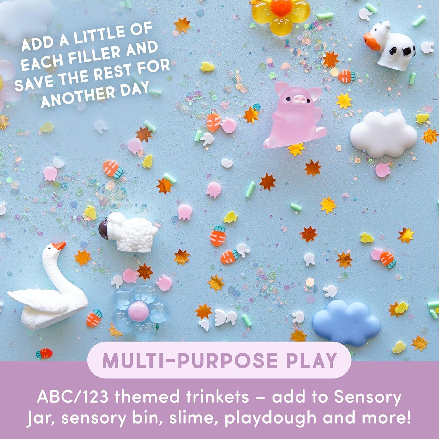Glo Pals Water Activated Light-Up Sensory Bath Toy Play Jar, 4 Reusable Cubes and Fun Fillers for Bathtime and Sensory Play, Perfect for Kids and Toddlers, Easy As ABC