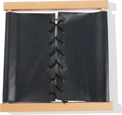 Premium Montessori Shoe Lacing Dressing Frame – Solid Beechwood & Leather Practical Life Material, Learn to Tie Shoelaces, Fine Motor Skills Self-Care Activity for Kids, Homeschool Classroom Ages 3-6