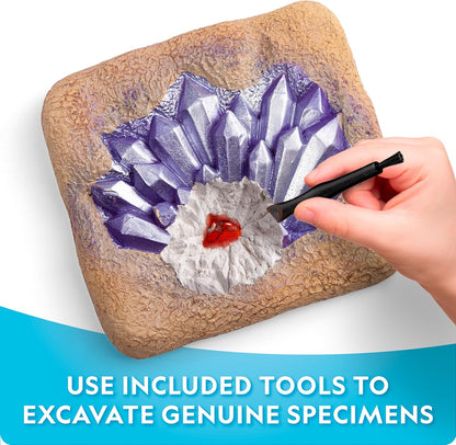 National Geographic Gigantic Gemstone Dig Kit – Excavate 100 Real Gems from a Giant Dig Brick, Gem Mining Kit for Kids, STEM Rock Collection Activity, Includes Tools & Learning Guide