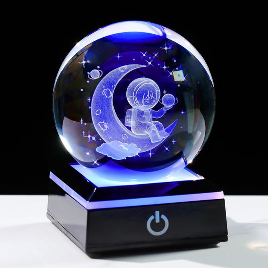 3d Solar System Model Crystal Ball 80mm 3.15inch - Outer Space Astronomy Gifts Room Decor Crystal Sphere Unique Gifts For Men Him Best Birthday Dad Physics Science Teacher Night Light Planet Lamp