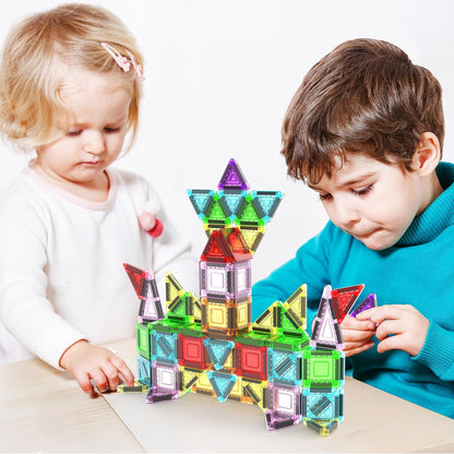 PicassoTiles 60 pcs Mini Magnetic Tiles Magnet Toys Travel-Friendly On-The-Go Building Blocks for Kids Compact Lightweight Creative playset Preschool Montessori Early Learning STEM Kids Toy Ages 3+.
