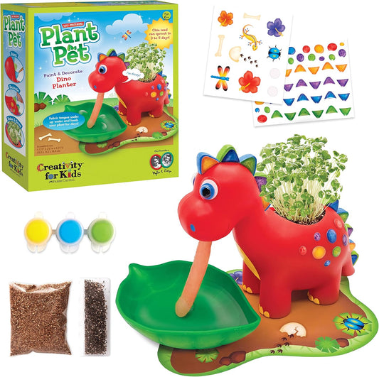 Creativity for Kids Dinosaur Self Watering Plant Pet, Kids DIY Kit, Dinosaur Crafts for Boys, Easter Basket Stuffers (Ages 6+)