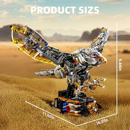 1085-PCS Mechanical Piranhas Fish Building Set with LED Light, Movable Linkage Gears, Display Stand,Mechanical Fish