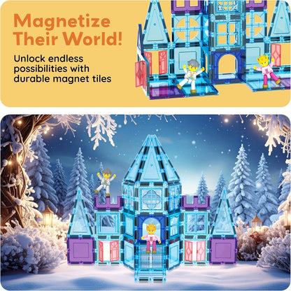 PicassoTiles Magnetic Building Block Set Geometry Shape Magnet Tiles Construction Toy STEM Learning Kit Educational Playset Playboard Pretend Play Stacking Blocks Child Brain Development PT16