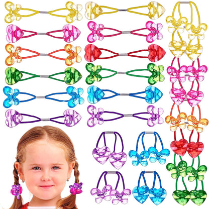20pc Ponytailers Balls Elastics 18mm Round Opaque Multicolored Twin Beads Bauble Holders Toddler Kids Braiding Styling