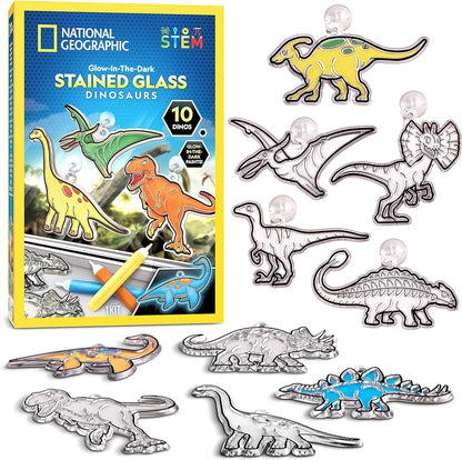 NATIONAL GEOGRAPHIC Kids Window Art Kit - Stained Glass Solar System Arts & Crafts Kit with Glow in The Dark Planets, Use as Window Suncatchers, Hanging Decor from Ceiling, Mobile, Space Room Decor