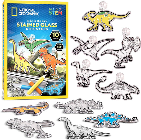 NATIONAL GEOGRAPHIC Kids Window Art Kit - Stained Glass Solar System Arts & Crafts Kit with Glow in The Dark Planets, Use as Window Suncatchers, Hanging Decor from Ceiling, Mobile, Space Room Decor