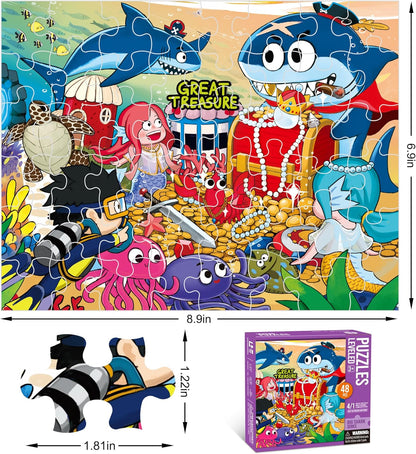 Puzzles for Kids Ages 3-8 Year Old,35pcs Jigsaw Puzzles for Toddlers & Children Ages 4-6，Educational Floor Puzzles with Storage Box for Gifts（Fire Engine）