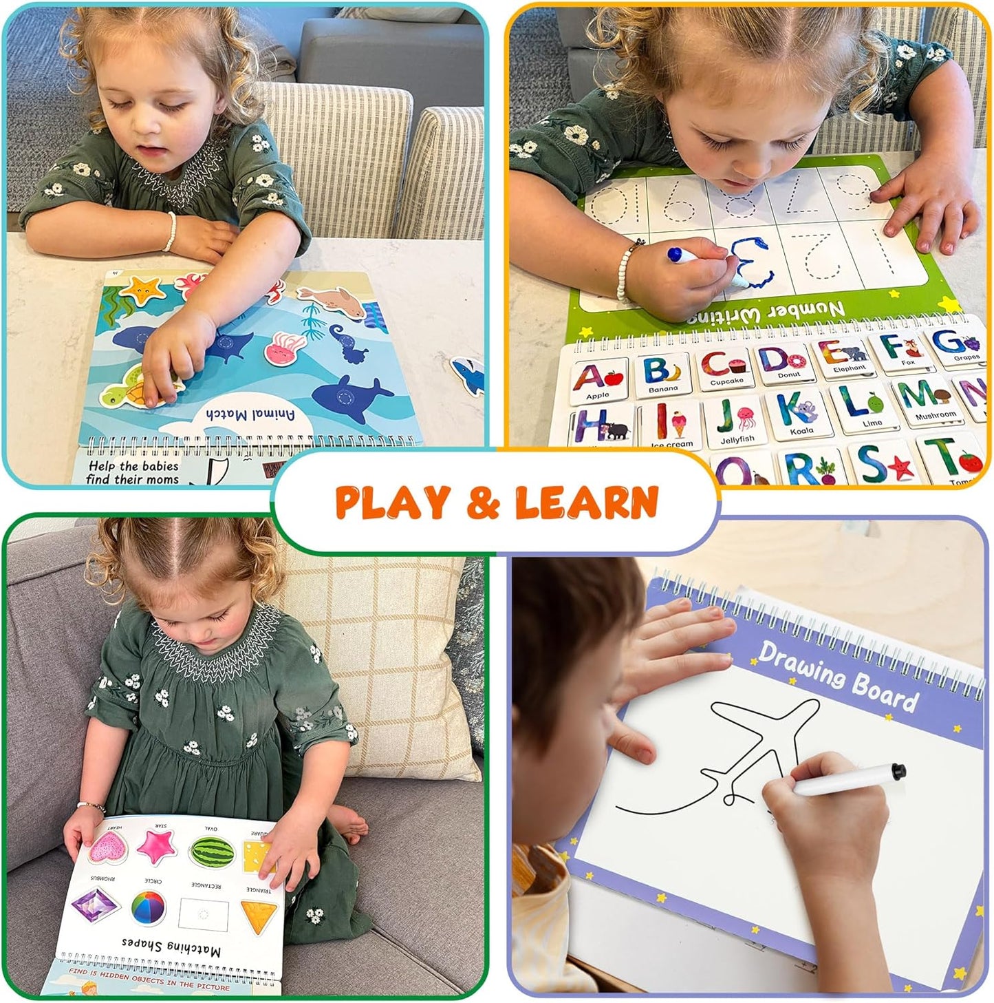 BenBen Busy Book for Toddlers, 30 Pages, Pre-Assembled, Preschool Learning Activities, Montessori Toys for Ages 3 and Up, Autism Sensory Toys, Kids Educational Activity Book, Birthday Gift