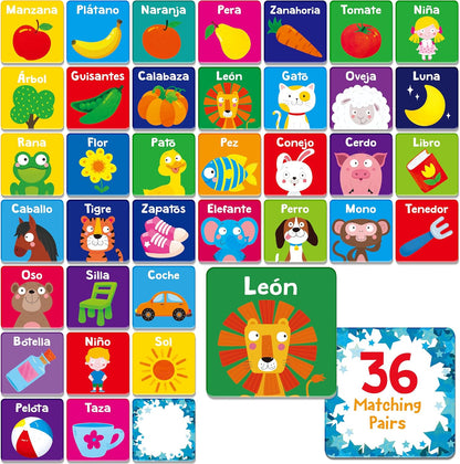 Hebayy 72 PCS Memory Matching Game, Real Animal Matching Cards for Toddlers 36 Pairs Memory Cards for Preschool 4 5 6 Years Old