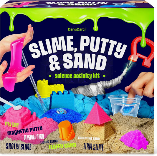 Dan&Darci Slime, Putty & Sand Sensory Science Kit - Slimes for Kids Age 8-10 8-12 - Play Sands Kits for Boys & Girls - 8 9 10 Year Old Boy Gifts - Christmas Birthday Gift - STEM Toys